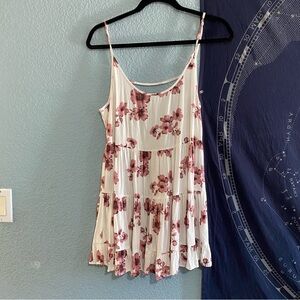Brandy Melville Pink White Floral Tiered Sun Dress
